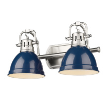 Golden 3602-BA2 PW-NVY - Yep by Golden Lighting Duncan 2-light Vanity in Pewter and Navy Blue shade